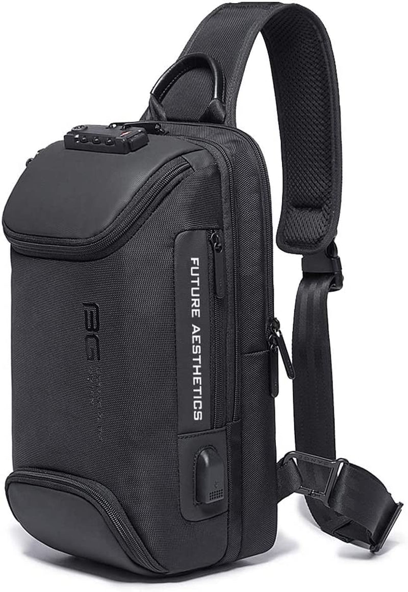 Sling Backpack Sling Bag Crossbody Backpack Shoulder Casual Daypack Rucksack for Men (Black 1