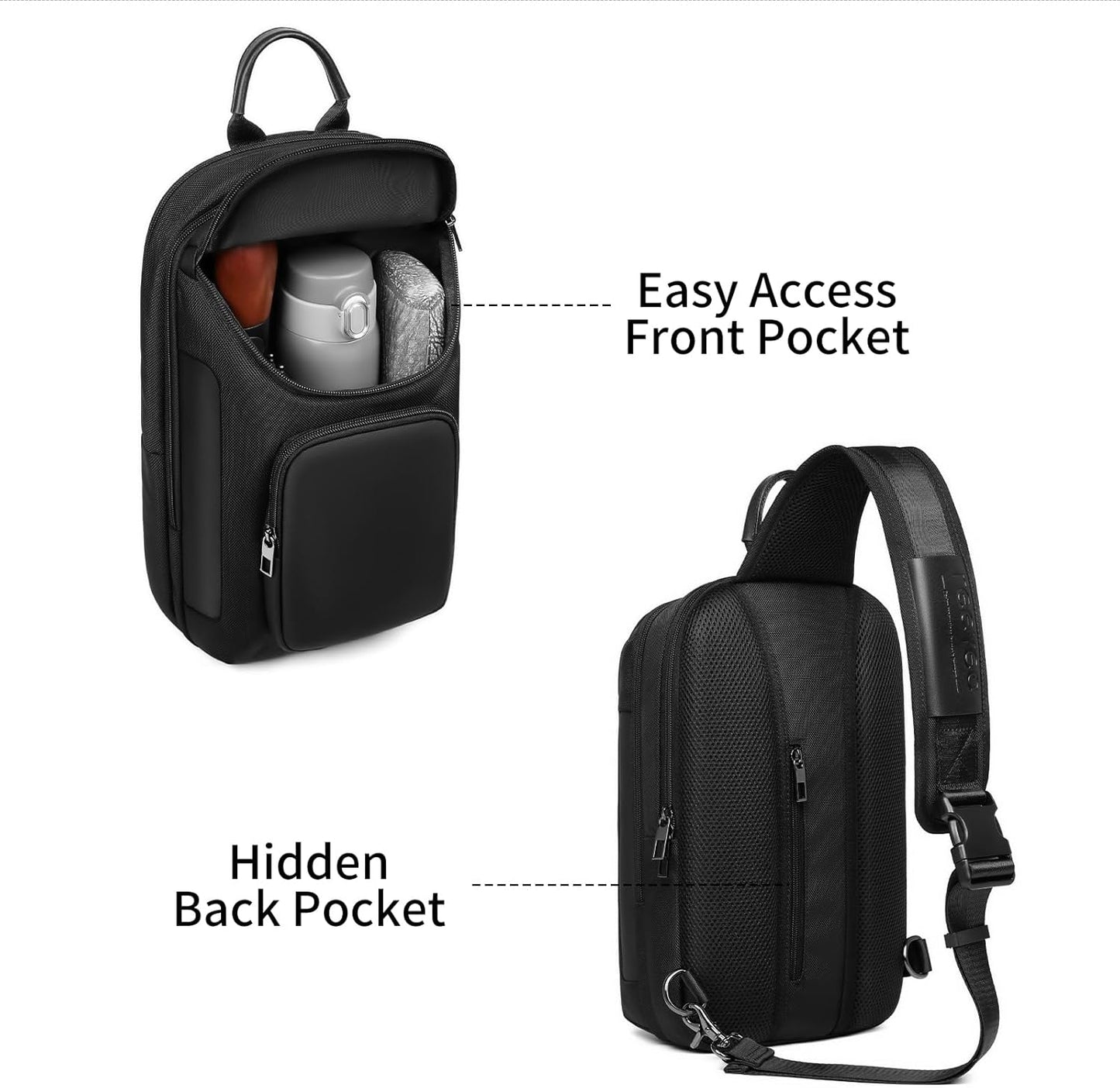 Sling Backpack Sling Bag Crossbody Backpack Shoulder Casual Daypack Rucksack for Men (Black1)