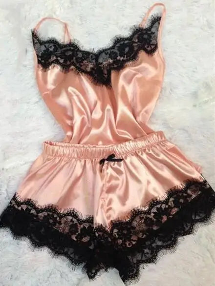 Luxe Poly Satin Lace Sleepwear Set