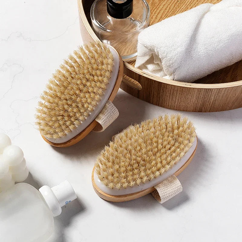 Natural Bristle Body Brush – Wet & Dry Spa Exfoliator