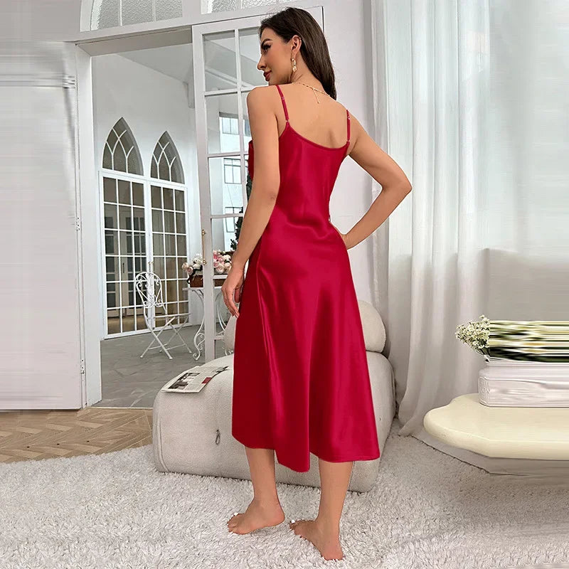 ✨ Elegant Satin Long Nightdress – Women’s Luxury Sleepwear & Loungewear