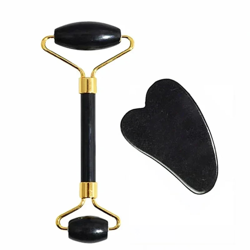 Natural Jade Roller & Gua Sha Set – Facial Lifting, Puffiness Reduction & Relaxation Massage Tools