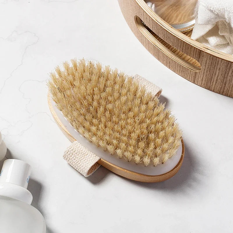 Natural Bristle Body Brush – Wet & Dry Spa Exfoliator