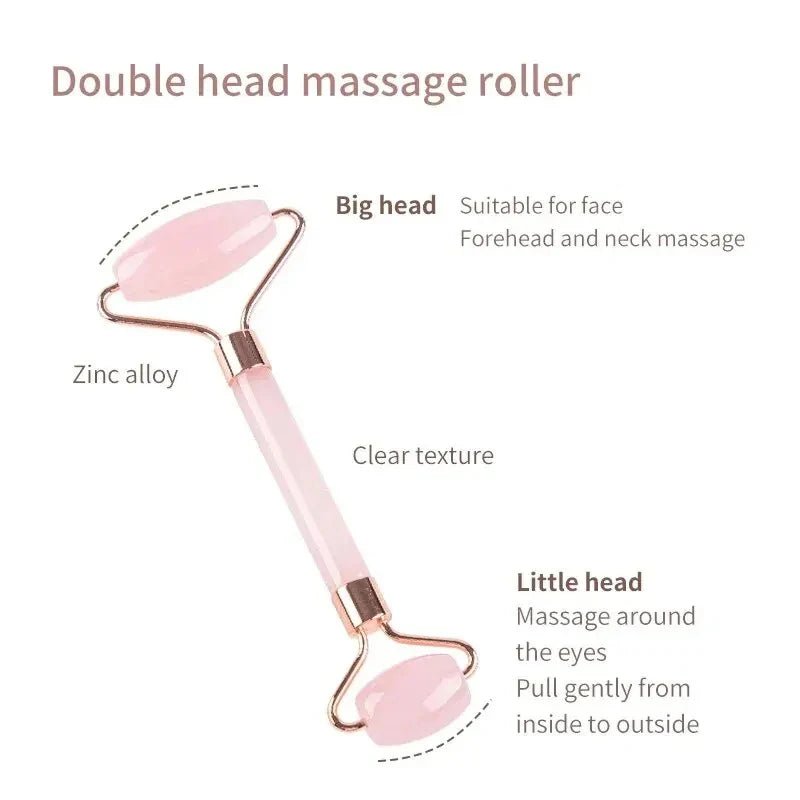 2-in-1 Rose Quartz-Style Face Roller & Gua Sha Kit – Cooling Facial Massage & Skin Revitalizer