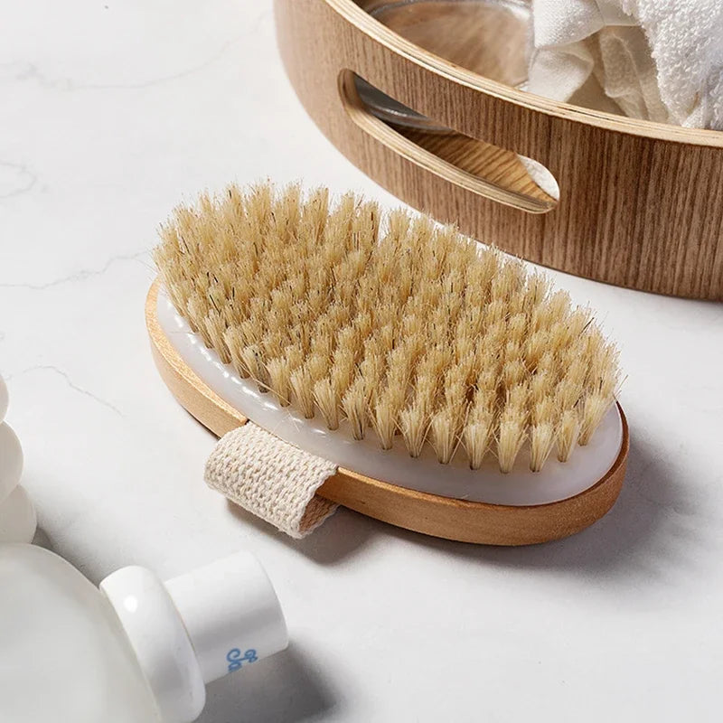 Natural Bristle Body Brush – Wet & Dry Spa Exfoliator