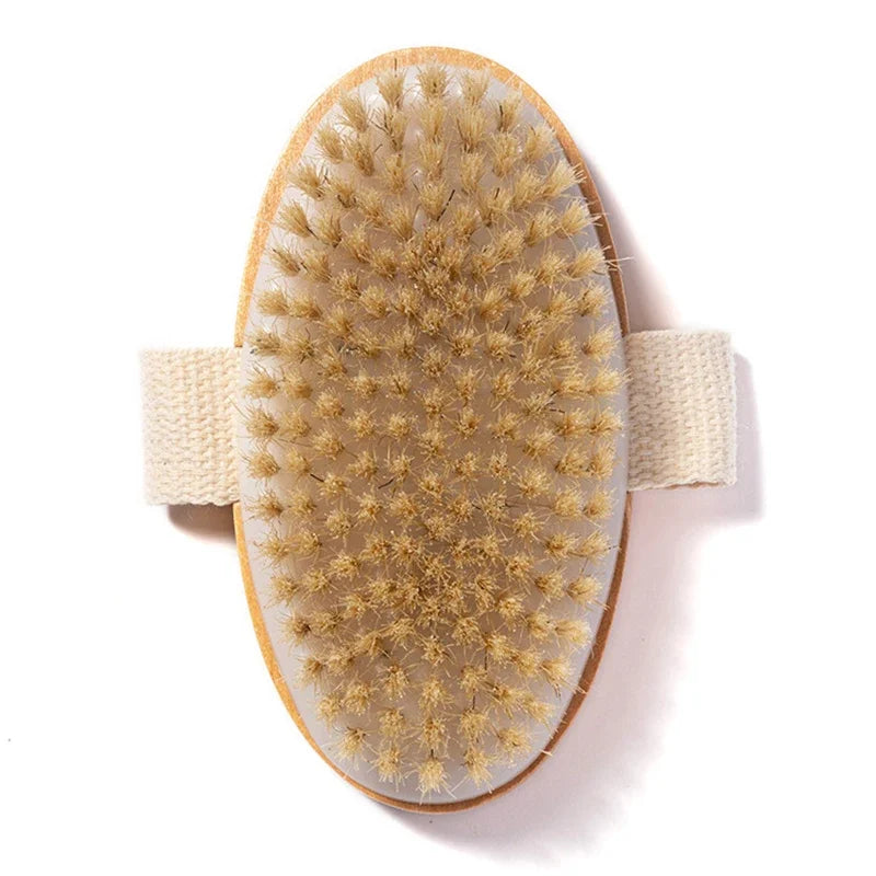 Natural Bristle Body Brush – Wet & Dry Spa Exfoliator