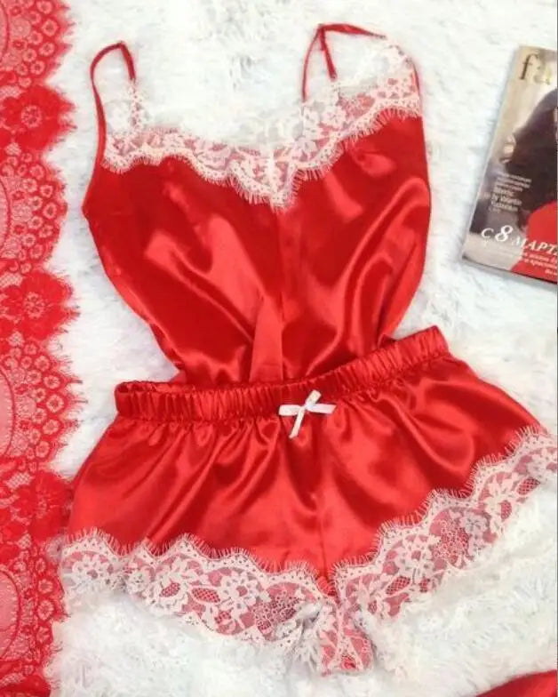 Luxe Poly Satin Lace Sleepwear Set