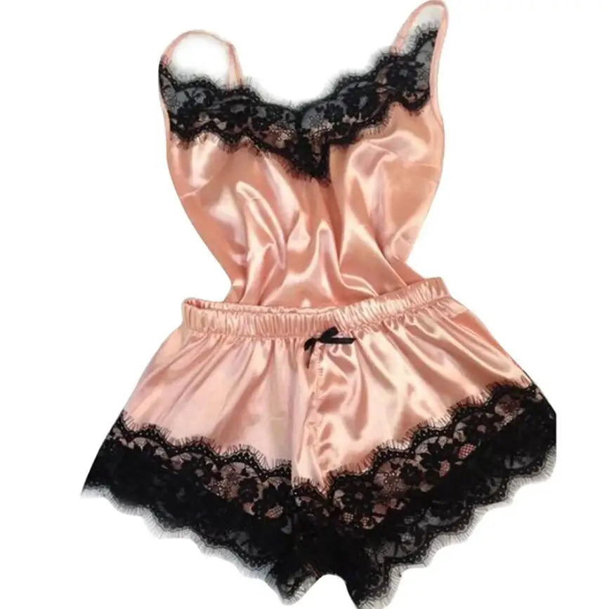 Luxe Poly Satin Lace Sleepwear Set