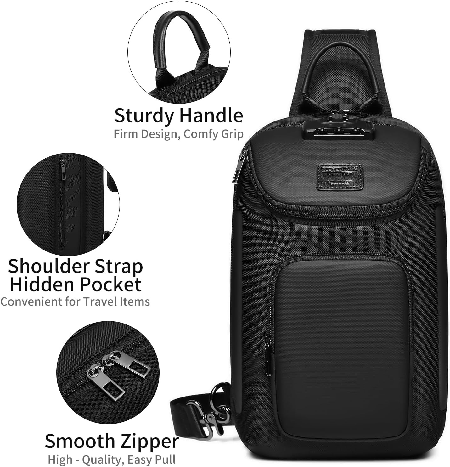 Sling Backpack Sling Bag Crossbody Backpack Shoulder Casual Daypack Rucksack for Men (Black1)