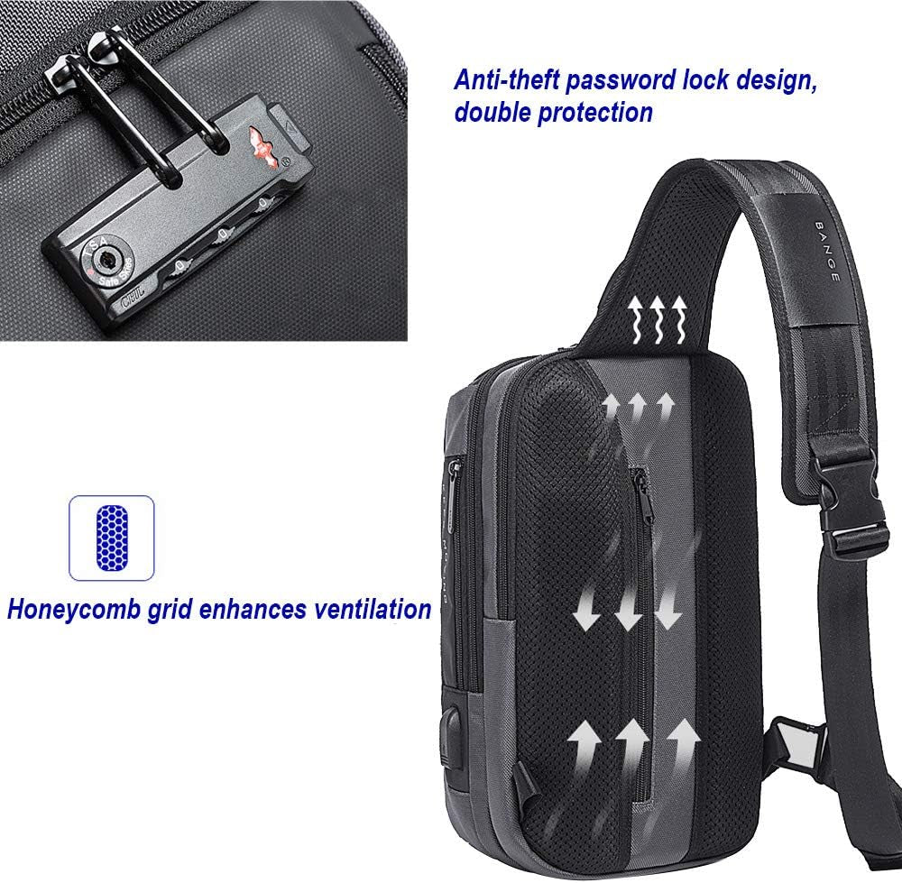 Sling Backpack Sling Bag Crossbody Backpack Shoulder Casual Daypack Rucksack for Men (Black 1