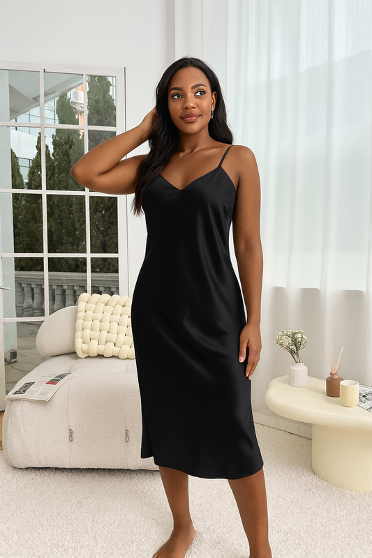 ✨ Elegant Satin Long Nightdress – Women’s Luxury Sleepwear & Loungewear