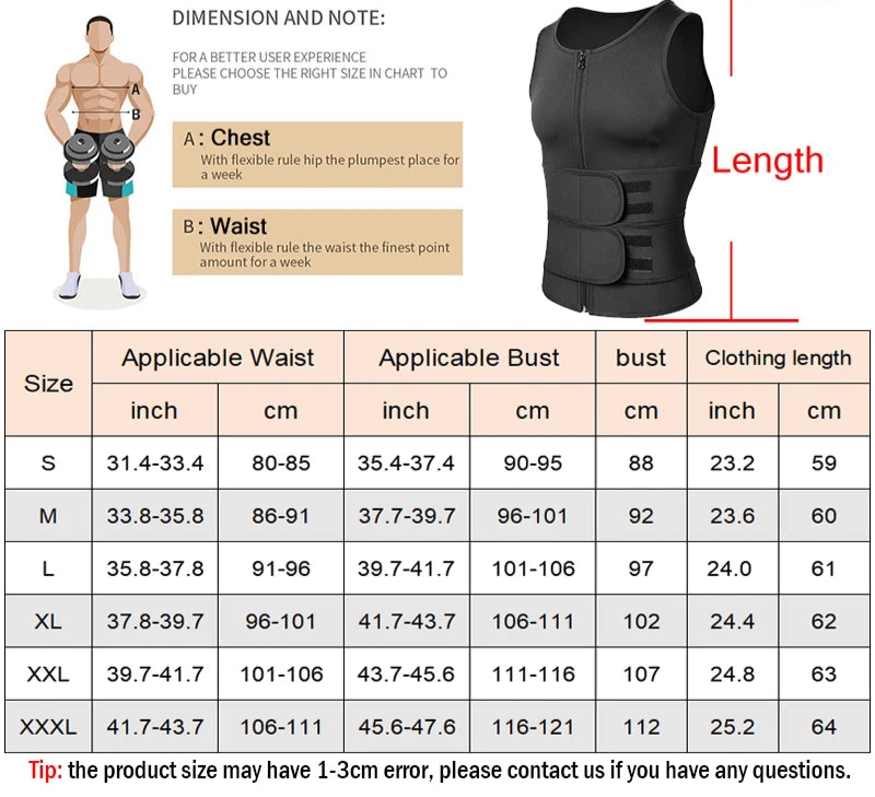 Vensslim Men’s Sauna Compression Vest – Waist Trainer, Fat Burner & Posture Support