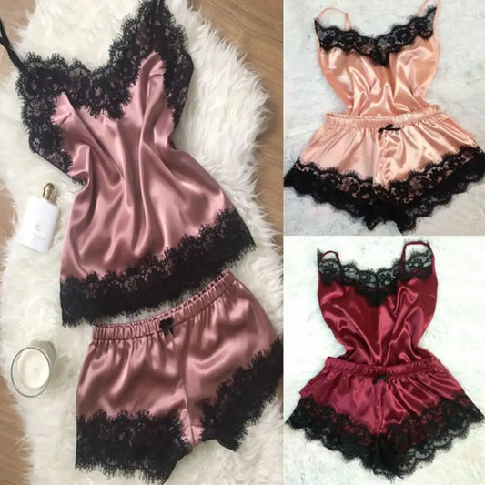 Luxe Poly Satin Lace Sleepwear Set