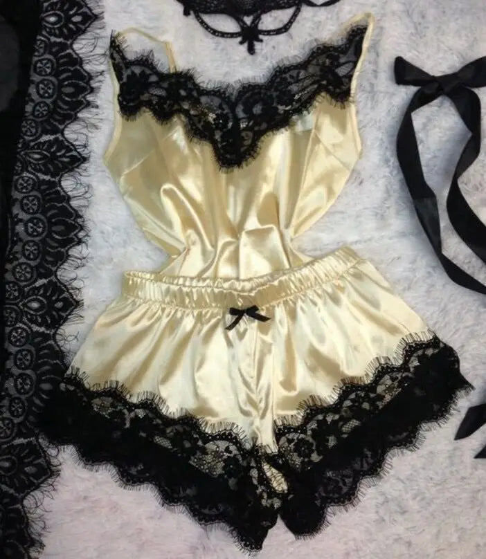 Luxe Poly Satin Lace Sleepwear Set