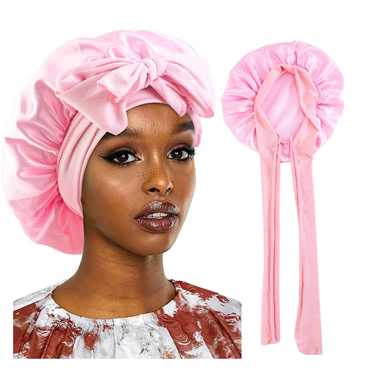 Luxury Satin Sleep Cap – Wide Band Stretch Bonnet for Women | Night Hair Protection & Shower Cap