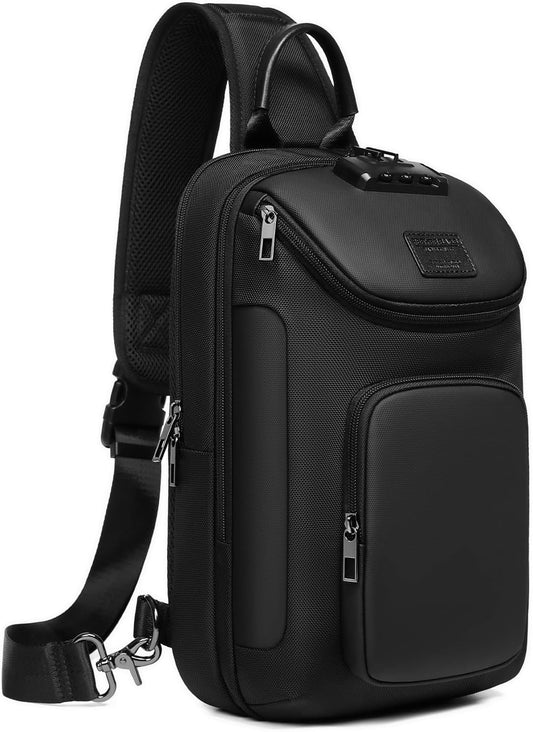 Sling Backpack Sling Bag Crossbody Backpack Shoulder Casual Daypack Rucksack for Men (Black1)